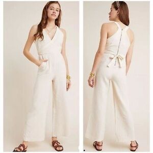 NWT Anthropologie Textured Cotton Gauze Wide leg Jumpsuit